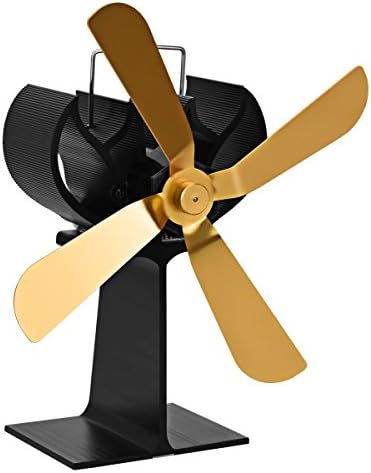 Heat Powered Stove Fan for Wood/Log Burner-4 blades 203CFM Whisper-Quiet Gold