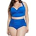 Price comparison product image Hansee High Waist Swimsuit Women Plus Size Cross Straps Swimwear Beach Bikini (Blue, L)