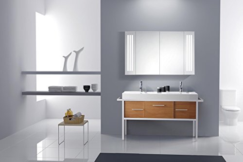 Eurosan 2-türiger Spiegelschrank, Superflach, Integrierte LED-Frontbeleuchtung, Breite 100 cm, Weiß, Sydney, S100 - 6