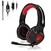 Price comparison product image QcoQce Xbox One Headset, Gaming Headset PS4 Microphone LED Lighting, Over-ear Gaming Headphones Laptop PC Mac Computer Smartphone (Red)
