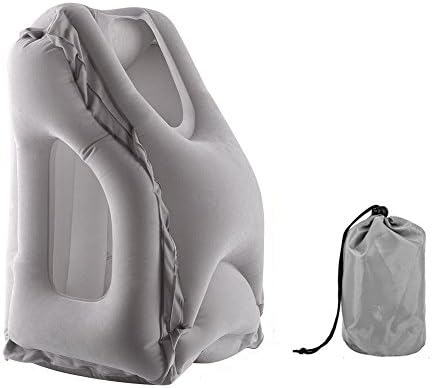 （only 24h sales）Travel Pillow, Inflatable Portable Neck Head Support Travel Accessories Sleeping Pillow for Airplane/Train /Car /Home/ Camping /Office napping, Perfect Gift (Grey)
