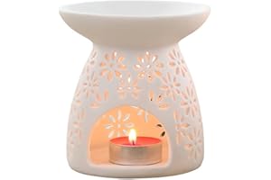 TIANBI Quemador de Aceite Esencial,Quemador de Aceite Esencial de Cera de cerámica,Quemador de de cerámica,Calentador de Cera de aromaterapia,difusor perfumado de Vela para Dormitorio en el hogar