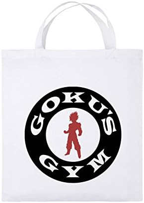 Comedy Bags - SON GOKU'S GYM - jute bag - short handles - 38x42cm - Colour: white / black-red