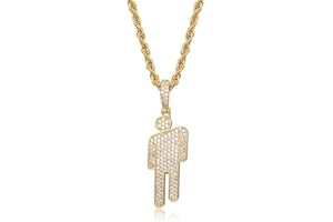 AOLIAY Stylish Villain Necklace, Stainless Steel Bowed Head Pendant Zircon Hip Hop Couple Pendant Necklace (golden) 1PC