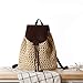 Produktbild Frauen Rucksack - Leder Cover Rucksack, Straw Beach gewebte Tasche Holiday School Travel Daypack, Mode Vintage Boho häkeln Damen Rucksack
