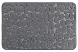 WENKO Badteppich Memory Foam Pebbles - Badematte, rutschhemmend, sehr weiche Qualität mit Memory-Schaum-Polsterung, 50 x 80 cm, grau