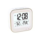 GuDoQi LED Digitaluhr Weich Nachtlicht Snooze Alarm Mit Der Zeit Feuchte Temperatur Woche Anzeige Mobile Aufladbare Datum Alarm Weiße