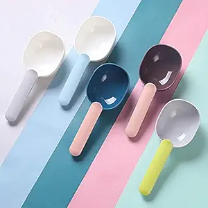Food Spoon Multi-functional Plastic (Pack of 3) with Fashionable Food Shovel Handle and Comfortable Grip Handle, suitable for Dogs Cats and Atta and Cereals Scoop other (Multicolor)