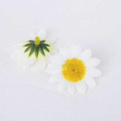 100x Künstliche Gerbera Blumen Köpfe für DIY Hochzeit (Weiß) - 7