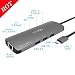 Produktbild MKDGO 9 in 1 Multiport USB C Hub Typ-C Adapter mit 4K HDMI RJ45 Gigabit 3 USB 3,0A Anschlüsse 3,5mm Audio/Microphone Port MicroSD/SD Kartensteckplätze USB-C Port für Macbook Macbook Pro 2016 2017 Google Chromebook Pixel Samsung Galaxy S8 S9 Plus Huawei P10/P20 HDTV Monitor Projektor und Mehr USB C Geräte
