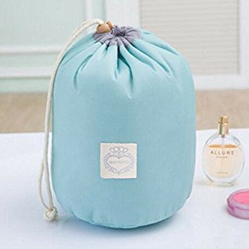 HOYOFO Large Capacity Waterproof Drawstring Cosmetic Travel Pouch Wash Bag Organizer Holder,Blue