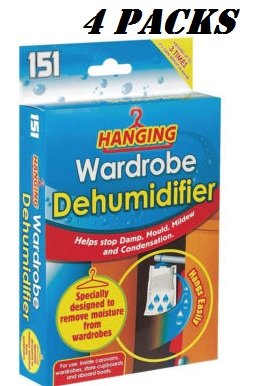 4 PACKS HANGING WARDROBE Interior Dehumidifier Portable Stops Damp Mould Mildew Moisture