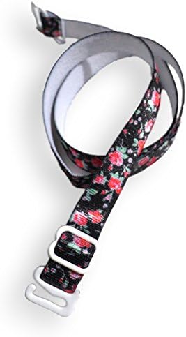 Pair of Floral Patterned - ROSE RED & BLACK - adjustable Arman Bra Straps