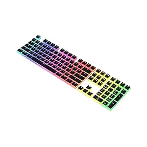 Decdeal PBT Pudding Keycap 108 Keys PBT Keycap Set with Frosted Hand Feel for Mechanical Keyboard Black(Only Keycaps)