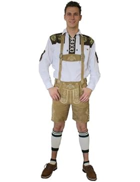 Kurze Trachtenlederhose mit Hosenträger aus weichstem Wildbock Ziegenveloursleder in schwarz, dunkelbraun, hellbraun...