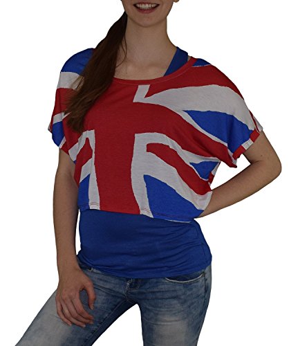 S&LU super angesagtes 2-teiliges Fan – Flag – Top Deutschland Italien Frankreich England Spanien USA Größe 34-40 (XS-L) (one size, England-blau)
