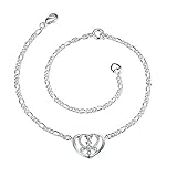 Tobillera calidad de acero inoxidable en plata con zirconia blanco, La cadena no se desvanecerá, Garantías nickelfrei y no desencadenar ninguna reacción alérgica.