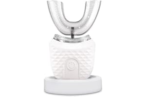 ZWPARTS Cepillo de Dientes Ultrasónico Automático, Cepillos de Dientes Ultrasónicos de 360 ​​° Cepillo de Dientes Eléctrico y Kit de Blanqueamiento Dental, para Cargar IPX7 a Prueba de Agua (blanco)