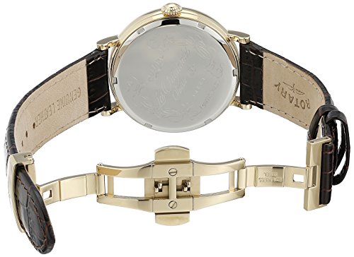 Rotary Men's Quartz Watch with White Dial Analogue Display and Brown Leather Strap GS90086/06