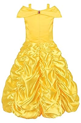JerrisApparel Princesse Belle Hors épaule Couché Costume Robe Pour Little Girl (4 Ans, Jaune)