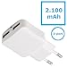 Produktbild solidBASIC 2-Port 2.1A USB Adapter Auto ID Ladegerät für Samsung Galaxy A3 / A5 / A7 2017 / 2018 I Micro-USB I USB-C I Lade-Adapter I Multi-Charger I Wall-Charger - WEIß I WHITE