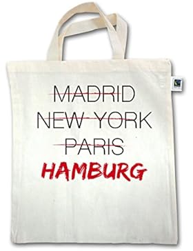 Städte - Weltstadt Hamburg - Unisize - Natural - XT500 - Jutebeutel kurzer Henkel