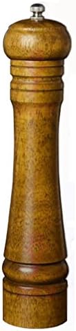 Oak Pepper Grinder, Manual Kitchen Pepper Mills Spice Grinder for Salt Pepper and Sesame Adjustable Rotating (Large)