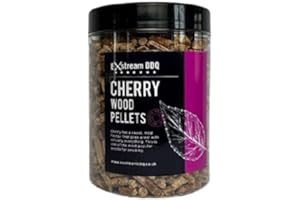 Exstream BBQ Smoking Pellets in 1 Litre Jar, Premium Quality, 10 Natural Flavours for Wood Fired Ovens and Grills. (Cherry Wood)
