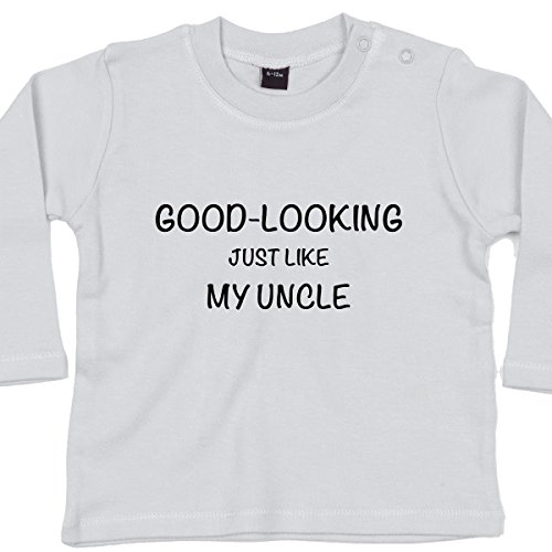 Good-Looking Uncle - Funny Baby T-shirts, 12 to 18 mths, White
