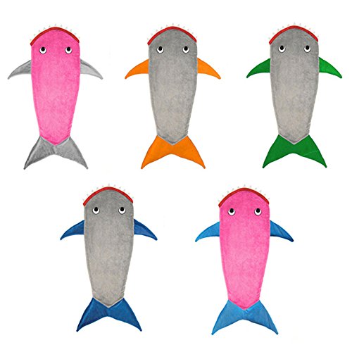 Minetom Kinder Haifisch Decken Mode Schlafsäcke Flanell Meerjungfrau Schwanz Mermaid Tail Quilt Rosa One Size - 4