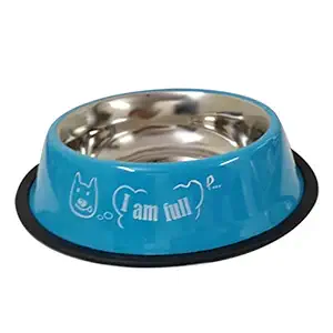 FETCHER Stainless Steel, Anti Skid, Heavy Duty Blue Dog Food and Water Bowl (1600 ml)