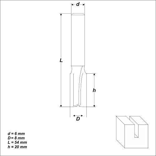 HM Nutfräser Ø 8 mm Schaft 6 mm Nutenfräser Holzfräser Fräser Nuter Freser - 4