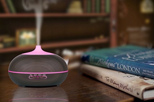Aroma Diffuser, YIPIN 300ml LED Luftbefeuchter Ultraschall Aroma Diffusor ätherisches Öl Diffuser fürs Auto, Wohnzimmer, Schlafzimmer, Büro und Yoga, Spa (Dunkles Holz) - 9