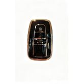 AutoHan Keys L&uuml;x Anahtar Kılıfı, C-HR Corolla RAV4 Land Cruiser i&ccedil;in, Siyah Gold, 3 Butonlu, Nano Sustasız