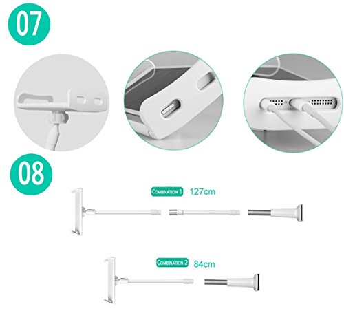 TOAOB Silber 360 Drehen Handyhalter Desktop-Ständer 84-127cm Flexibel Langen Arm Schwanenhals Halterung Tablet Halterung für 4-10,6 Zoll Android und Apple Device - 6