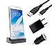 Produktbild mobilefox® Dockingstation Ladestation Ladegerät Ladekabel micro USB 3in1 Ladeset Samsung Galaxy Note 2 GT-N7100 Schwarz