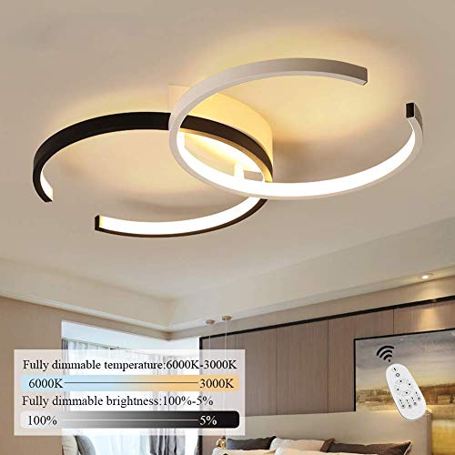 Lámpara de techo LED I CBJKTX lámpara de techo 55cm 37W regulable con control remoto lámpara de sala lámpara de dormitorio lámpara de comedor para habitación de niños pasillo de baño (A-s & W-?55cm)