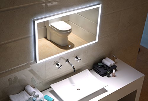 Badspiegel LED Spiegel GS042 mit Beleuchtung durch satinierte Lichtflächen Badezimmerspiegel mit Touch-Schalter (100 x 60 cm) - 4