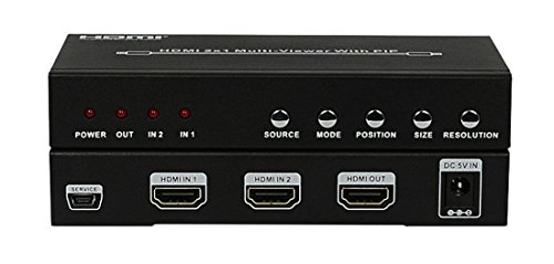 WINGONEER HDMI 2×1 Multi View Konverter/ Videowand Switch mit PIP – 2 Eingänge auf 1 Ausgänge – 1080P HDMI 1.3a FullHD - 4
