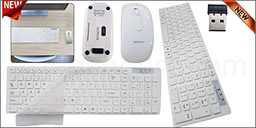 Slim 2.4GHZ Wireless Keyboard and Cordless Optical Mouse Combo For PC Laptop - White