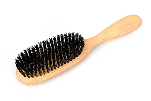 LUQX Haarbürste Spezial reine Wildschweinborste - extra leicht - 8-reihig hell Buchenholz Massiert die Kopfhaut ✓ Reinigt die Haare | Auskämmbürste für klassisches Naturhaar| Naturhaarbürste mit reiner Naturborste | Langhaarbürste aus Holz für kurze, mittellange & lange Haare