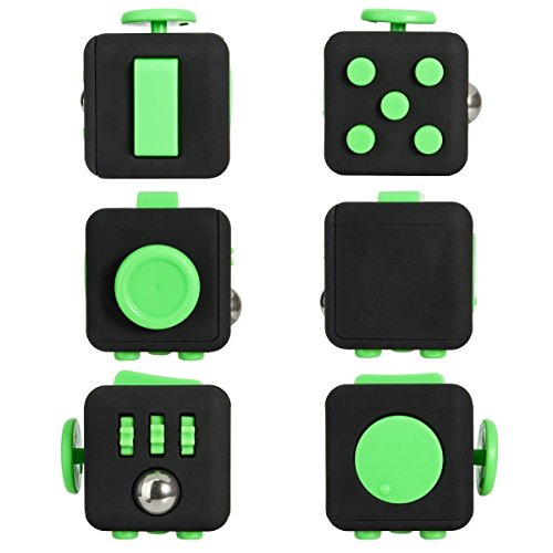 Fidget toys Cube Relieves Stress,Depression And Anxiety for Children and Adults Anxiety Attention Toy (black green)