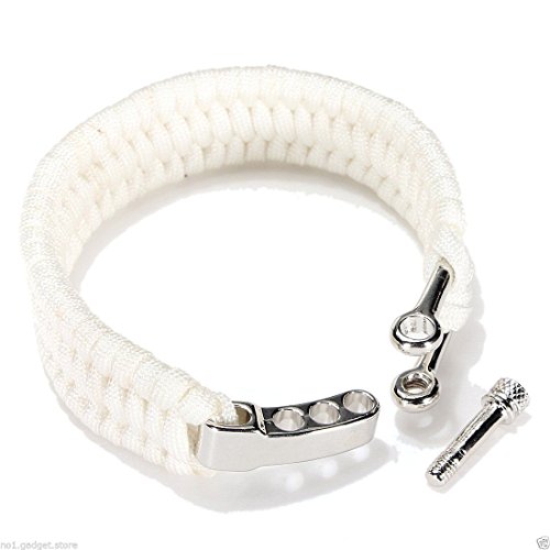 JIAHAO Cobra Paracord Survival Rope Bracelet Emergency Tool with Adjustable Stainless Steel D Shackle Camping, Hiking, Outdoors, Utility, Emergency, Survival(White)