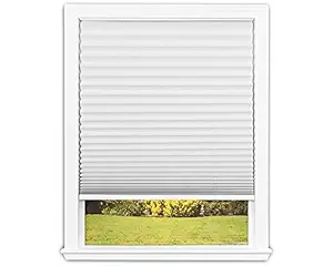 Easy Lift Trim-at-Home Cordless Pleated Light Blocking Fabric Shade White, 36 in x 64 in, (Fits Windows 19