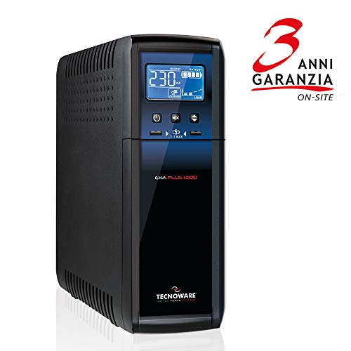 Tecnoware UPS EXA PLUS 1500, Potenza 1500 VA, Studiato per Game PC e Console, Alta Silenziosità, Autonomia fino a 30 min, USB e Software Tecnomanager per WIN/MAC