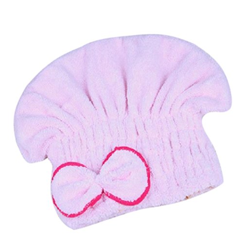 Kolylong Hair Drying Cap Microfiber Hair Turban Quickly Dry Hair Hat Wrapped Towel Bathing Cap (Pink)