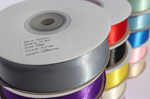 25mm Double Sided Satin Polyester Ribbon Rolls, 25 Metres for Fabric Bows Wedding Gift Wrapping Supplies Ornaments Party Favor Braids Baby Shower Decoration Floral Arrangement, Rose Pink