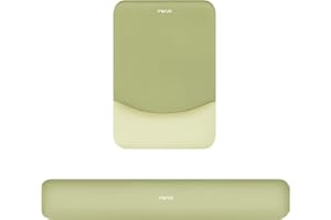 MOSISO Repose-Poignet pour Tapis de Souris&Clavier Set,Ergonomique Mouse Pad Antidérapante Rectangle Domicile/Bureau Soulagement Douleur,Repose Poignet Surélevé Courbé Mousse à Mémoire,Vert Olive