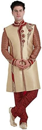 Fashions Biz Jute Fabric Beige Color Sherwani 84114