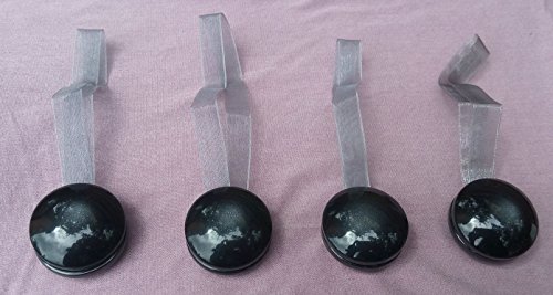 4 Stück Magnete Raffhalter Schwarz mit Band Organza Durchm Cm 3,8 longhezza cm. 29